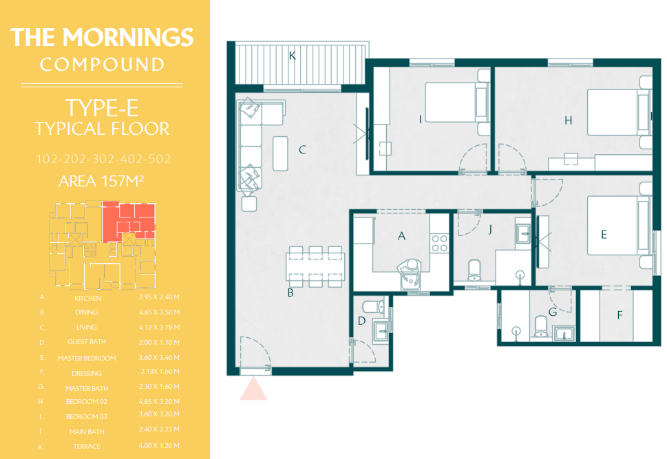 Floor plan for apartment at The Mornings