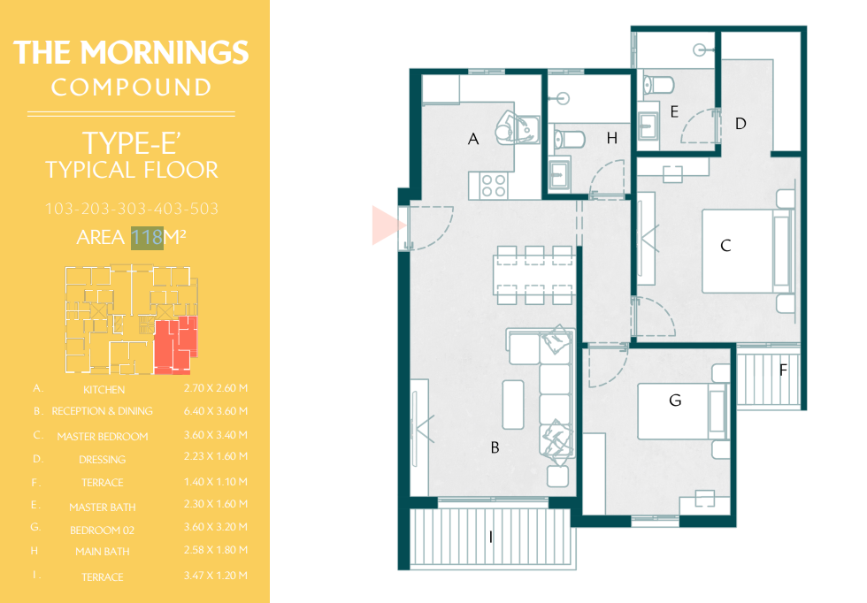 Floor plan for apartment at The Mornings