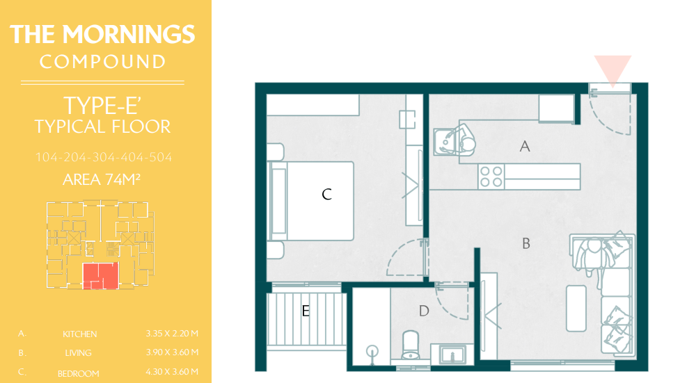 Floor plan for apartment at The Mornings