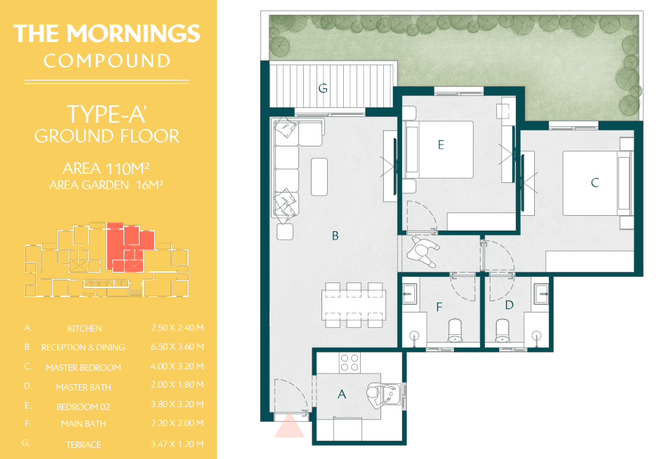 Floor plan for apartment at The Mornings