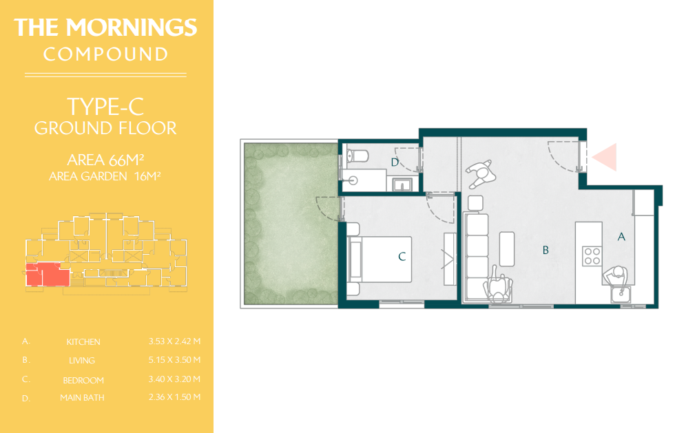 Floor plan for apartment at The Mornings