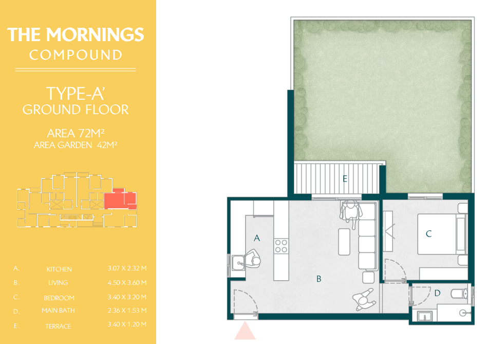 Floor plan for apartment at The Mornings