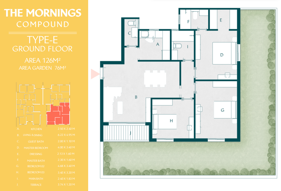 Floor plan for apartment at The Mornings