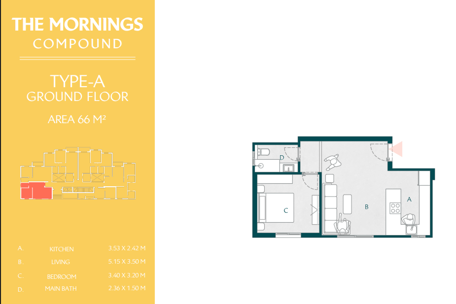 Floor plan for apartment at The Mornings