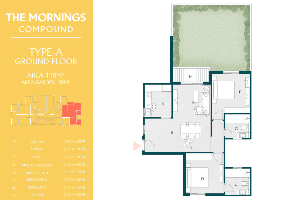 Floor plan for apartment at The Mornings