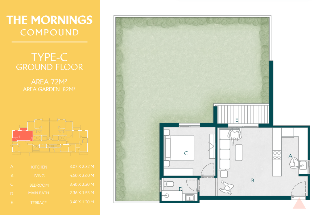 Floor plan for apartment at The Mornings