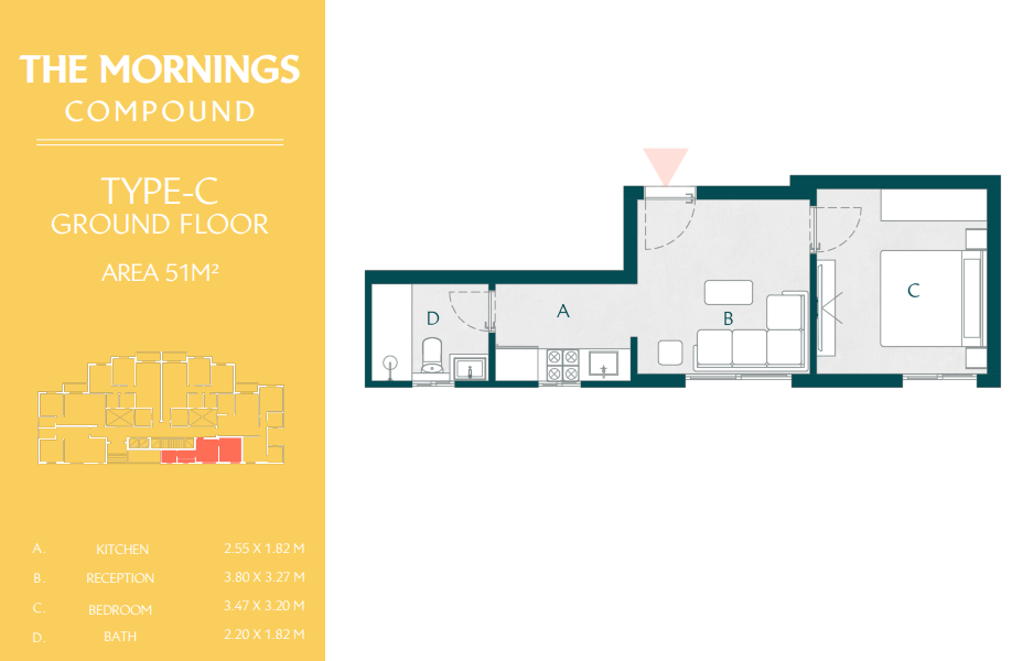 Floor plan for apartment at The Mornings
