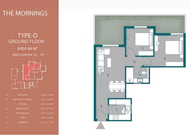 Floor plan for apartment at The Mornings