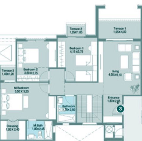 Floor plan for duplex at Regent's Square
