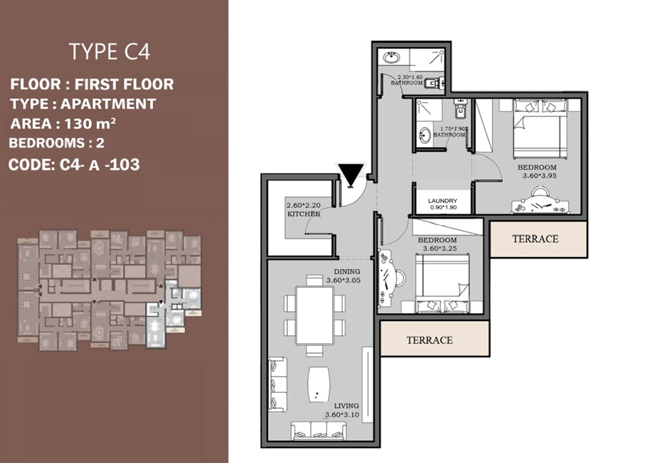 Floor plan for apartment at Peerage Residence