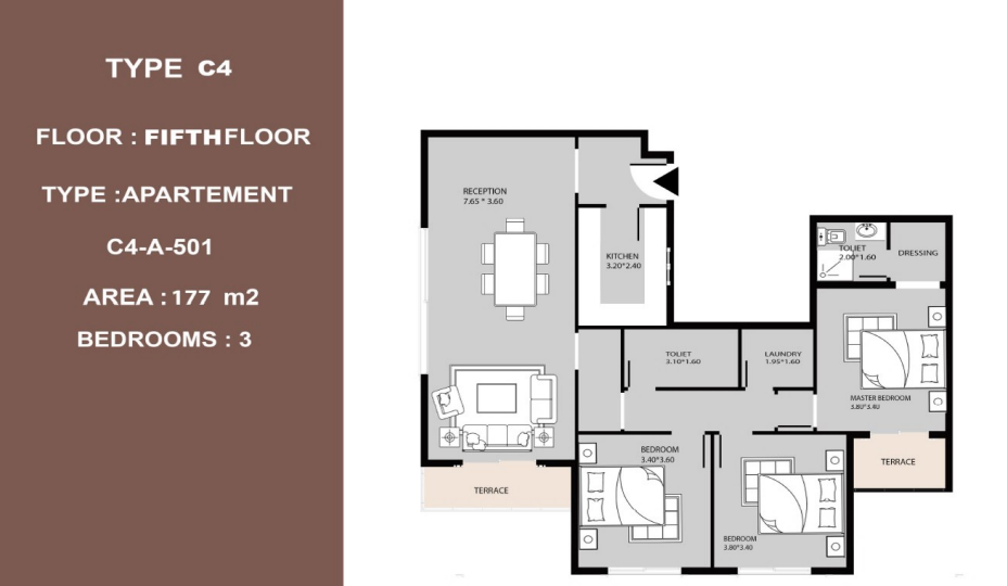 Floor plan for apartment at Peerage Residence
