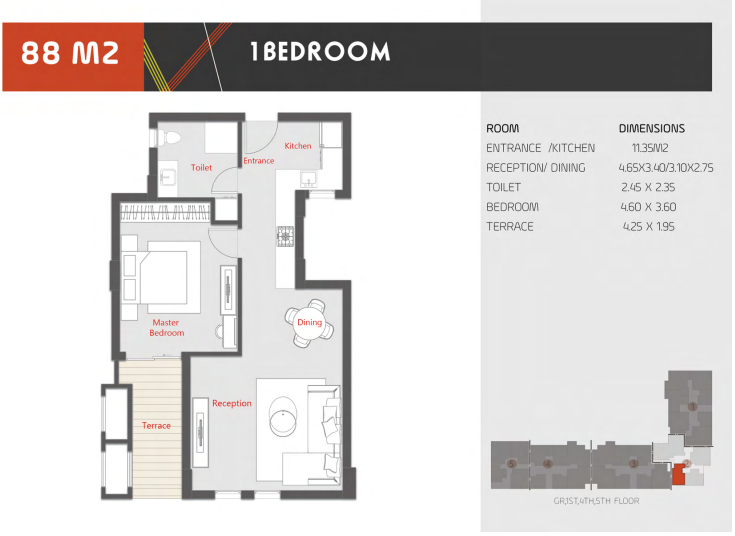 Floor plan for apartment at Al Karma Kay
