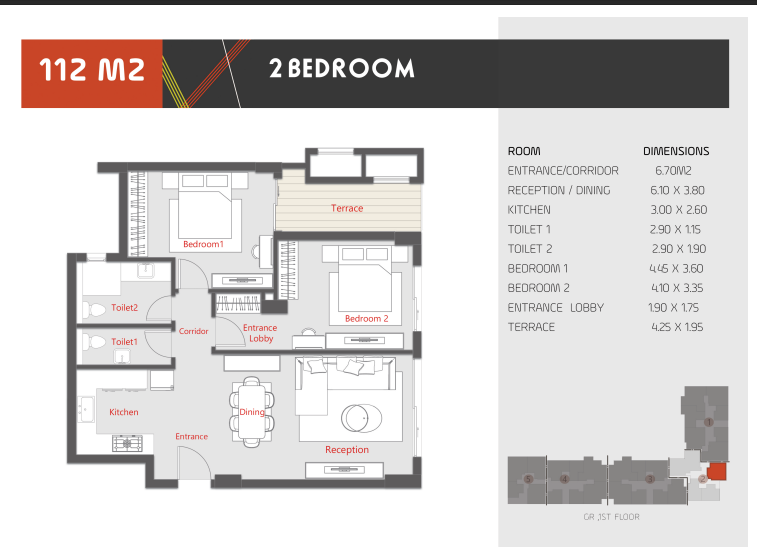 Floor plan for apartment at Al Karma Kay