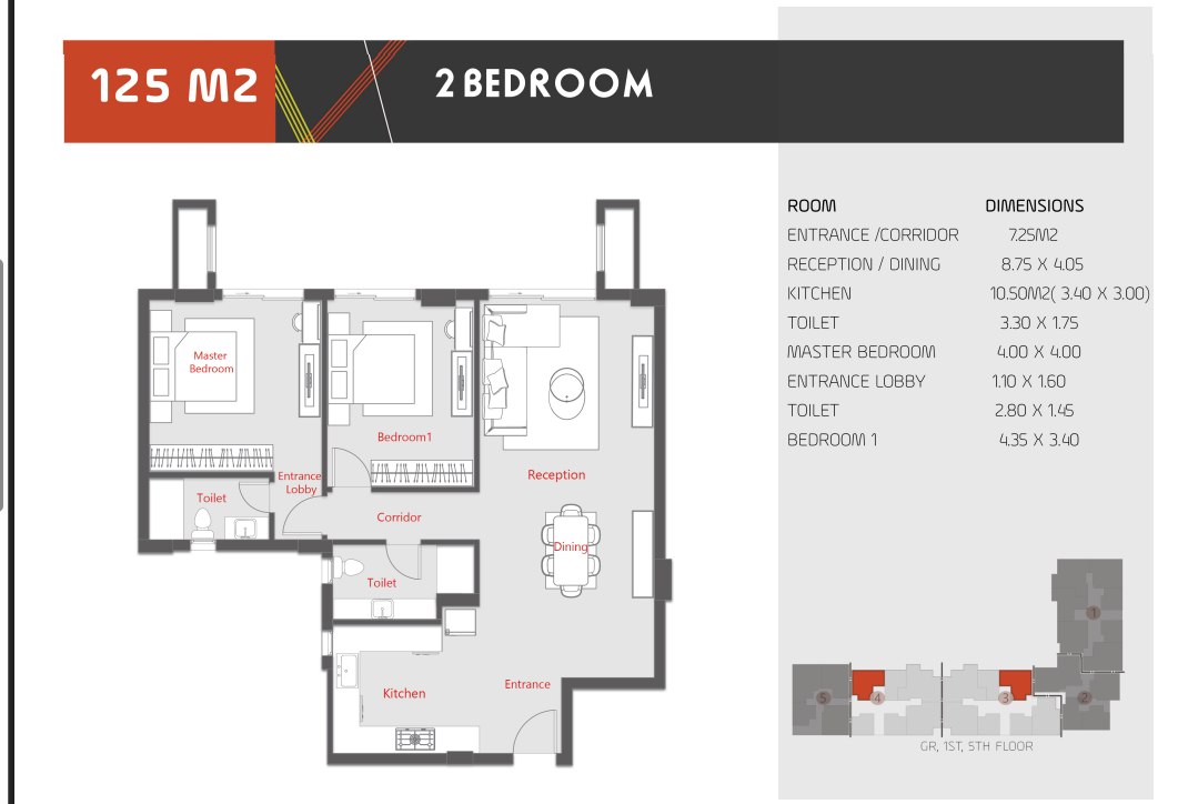 Floor plan for apartment at Al Karma Kay