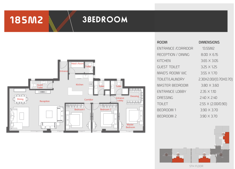 Floor plan for apartment at Al Karma Kay