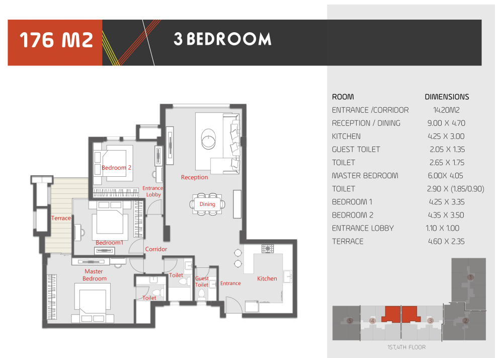 Floor plan for apartment at Al Karma Kay