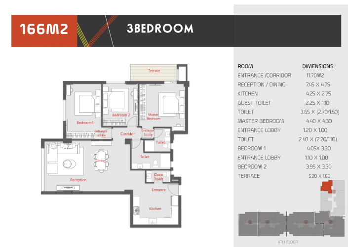 Floor plan for penthouse at Al Karma Kay