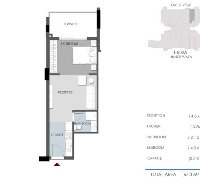 Floor plan for studio at RIVAN