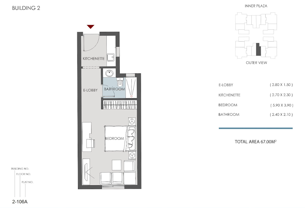 Floor plan for studio at RIVAN
