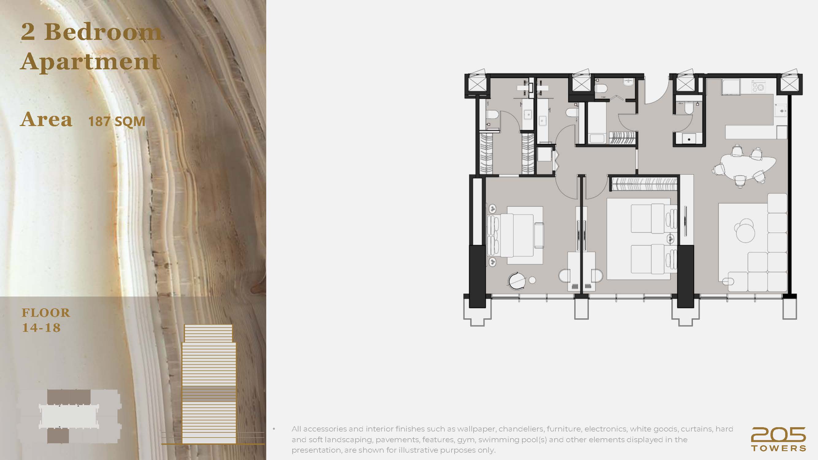 Floor plan for apartment at 205 Arkan Palm