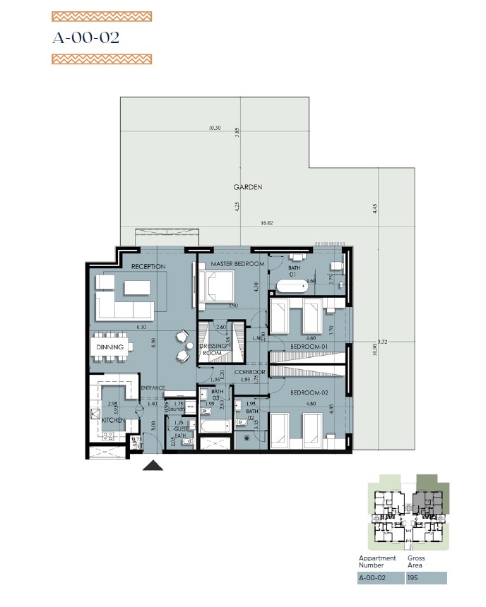 Floor plan for apartment at 205 Arkan Palm