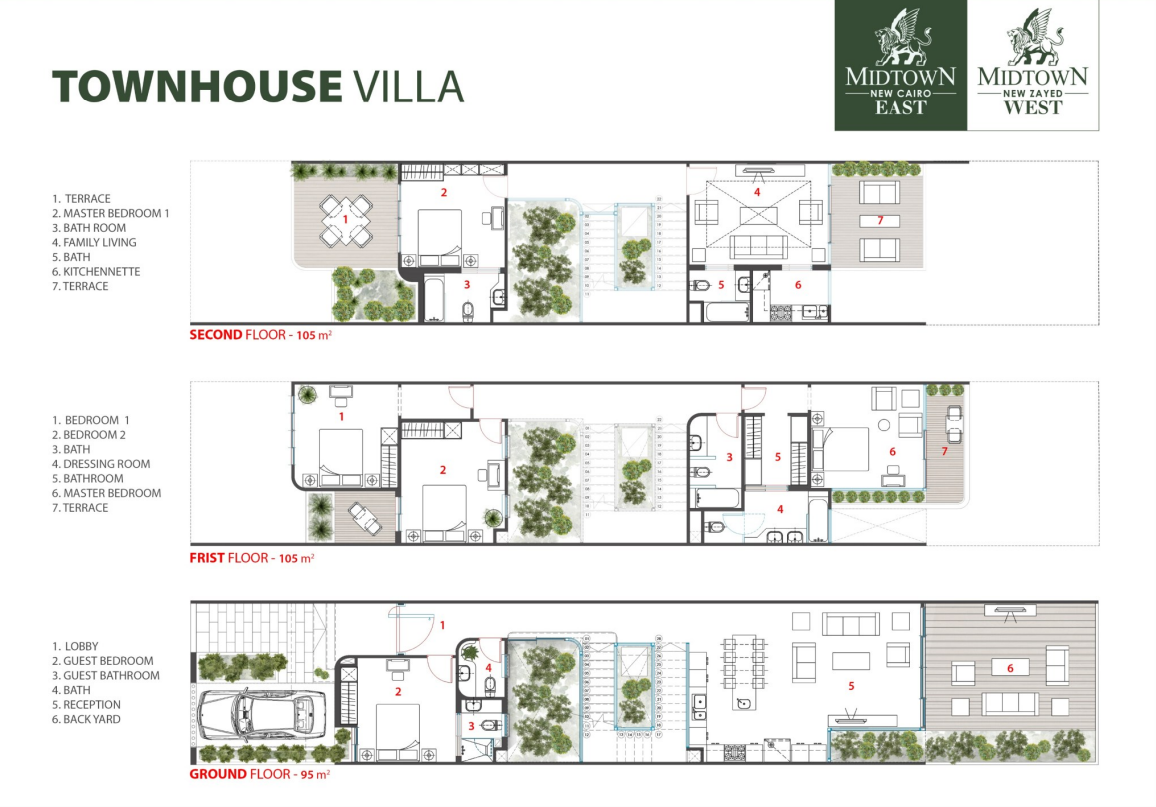 Floor plan for townhouse at Midtown East Phase One