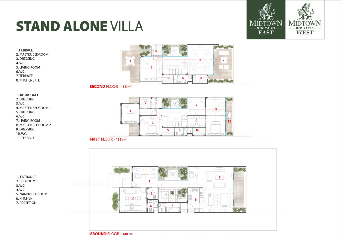 Floor plan for villa at Midtown East Phase Two