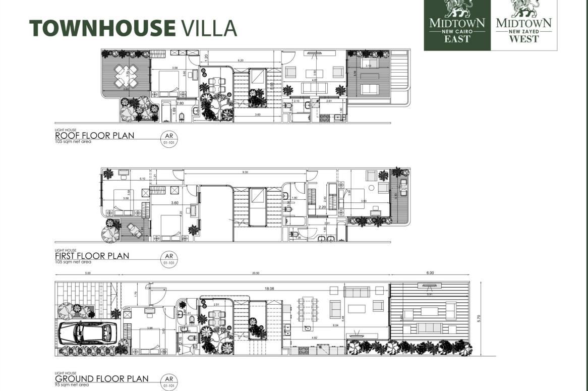 Floor plan for townhouse at Midtown East Phase Two