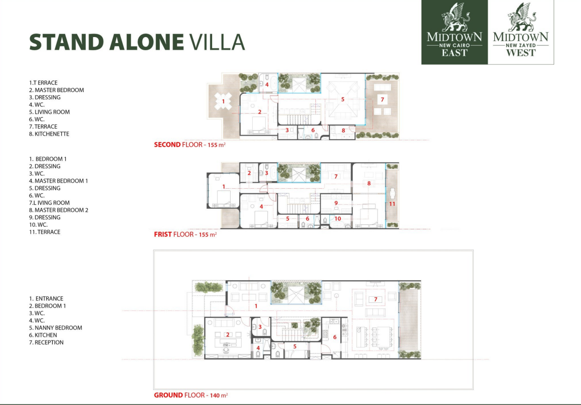 Floor plan for villa at Midtown East Phase Two