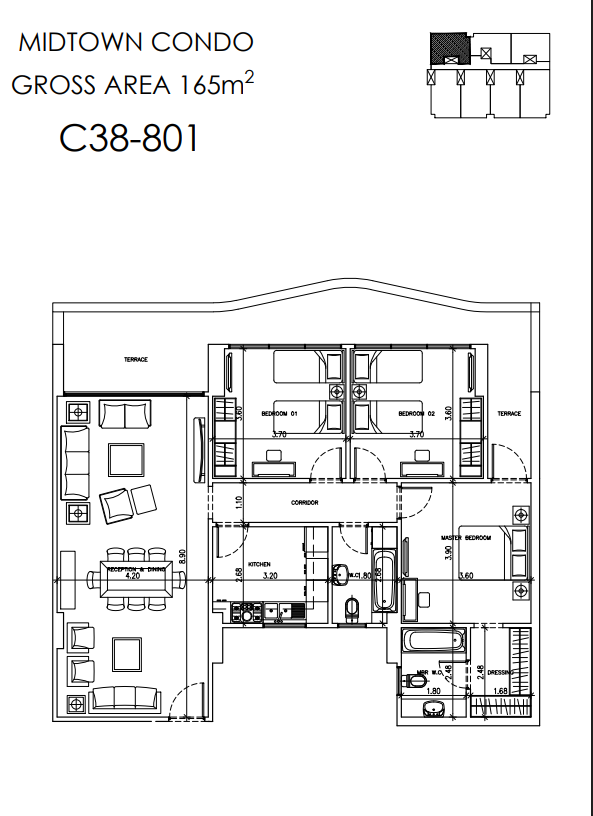 Floor plan for apartment at Midtown condo