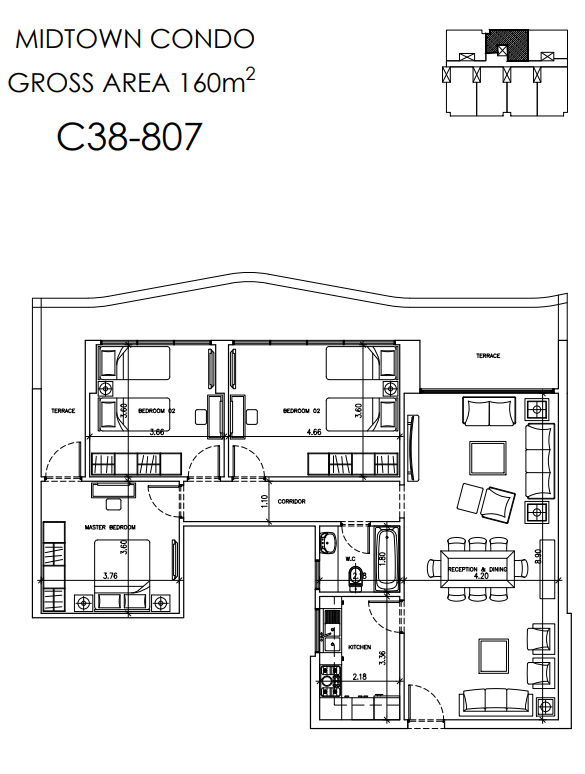 Floor plan for apartment at Midtown condo
