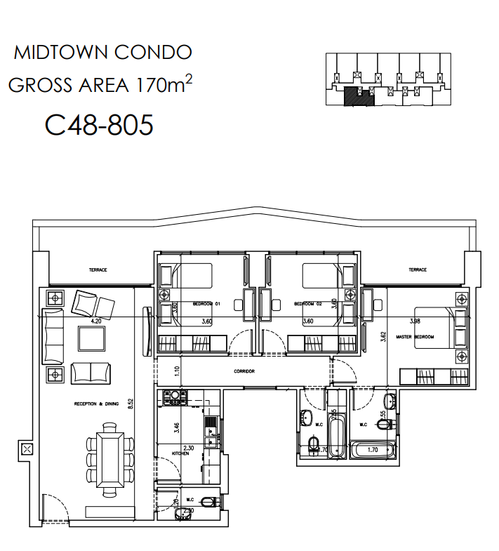 Floor plan for apartment at Midtown condo