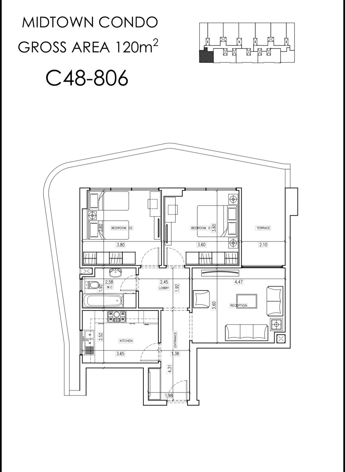 Floor plan for apartment at Midtown condo