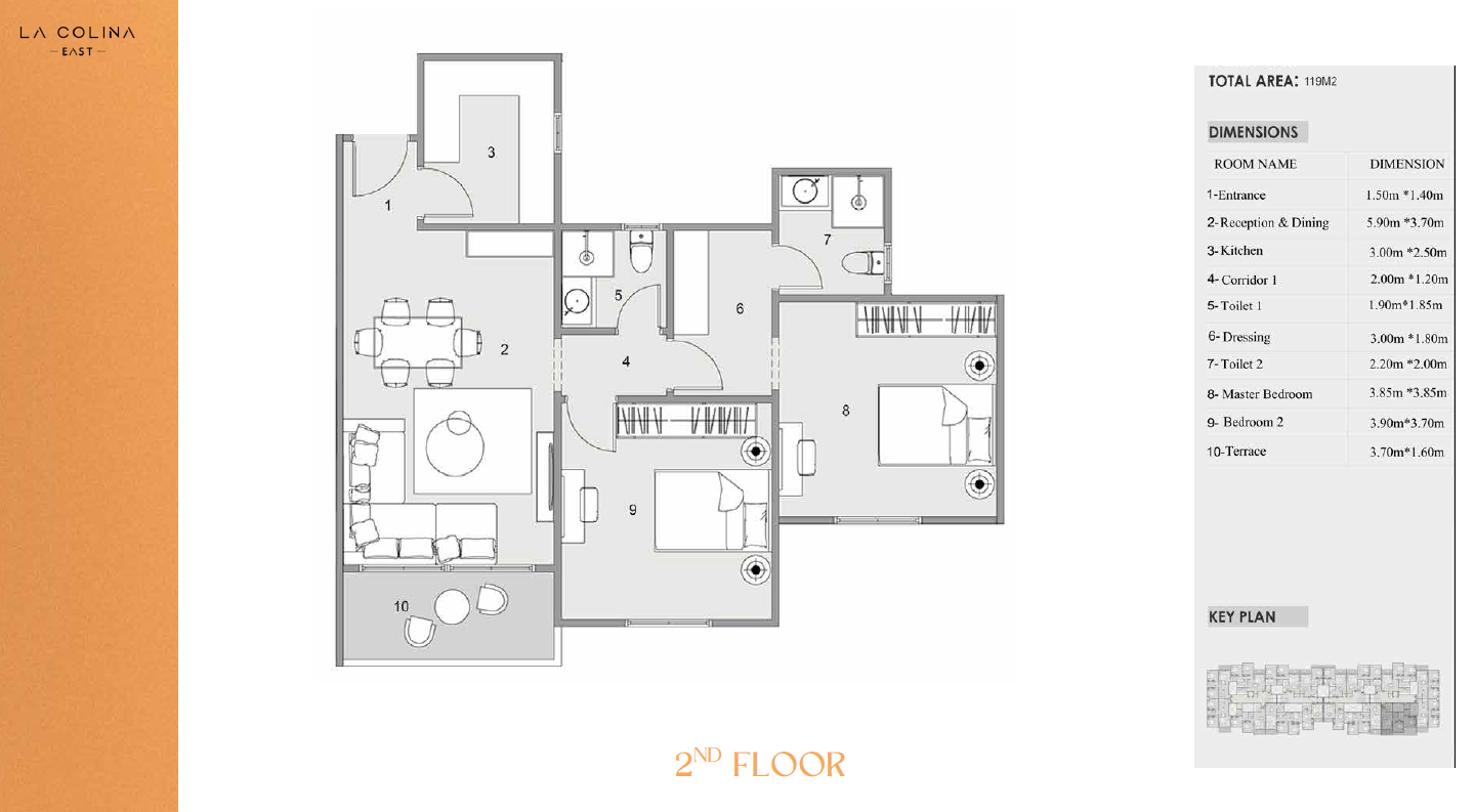 Floor plan for apartment at La Colina East