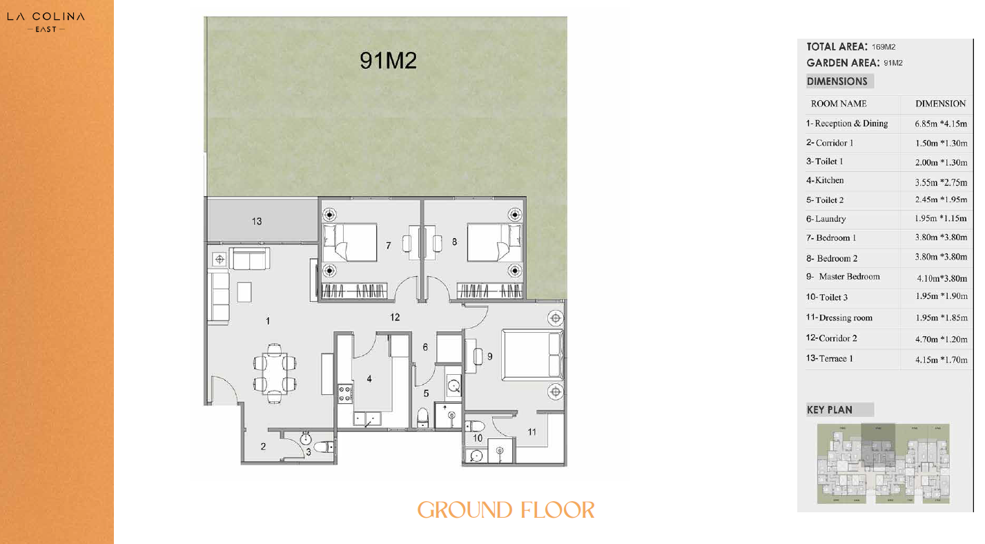 Floor plan for apartment at La Colina East