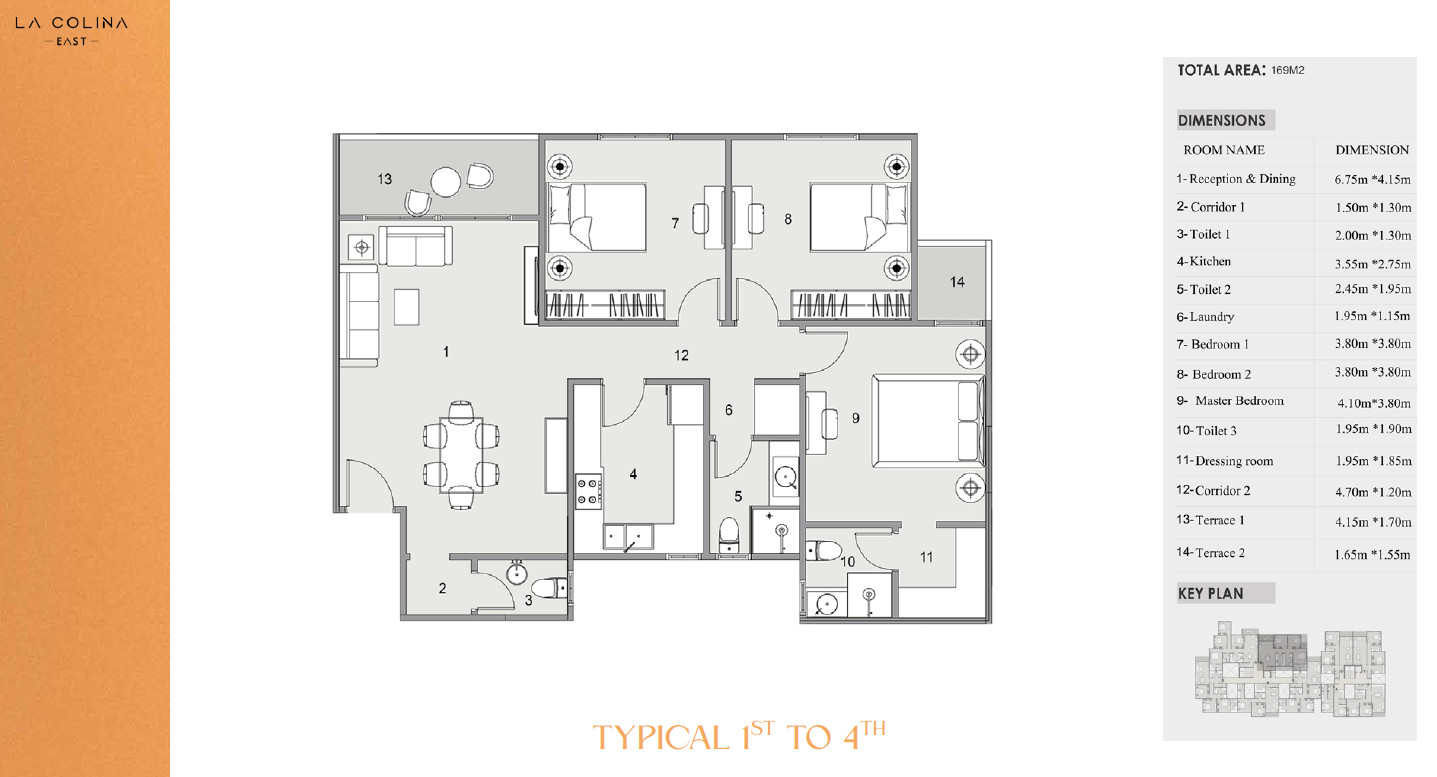 Floor plan for apartment at La Colina East