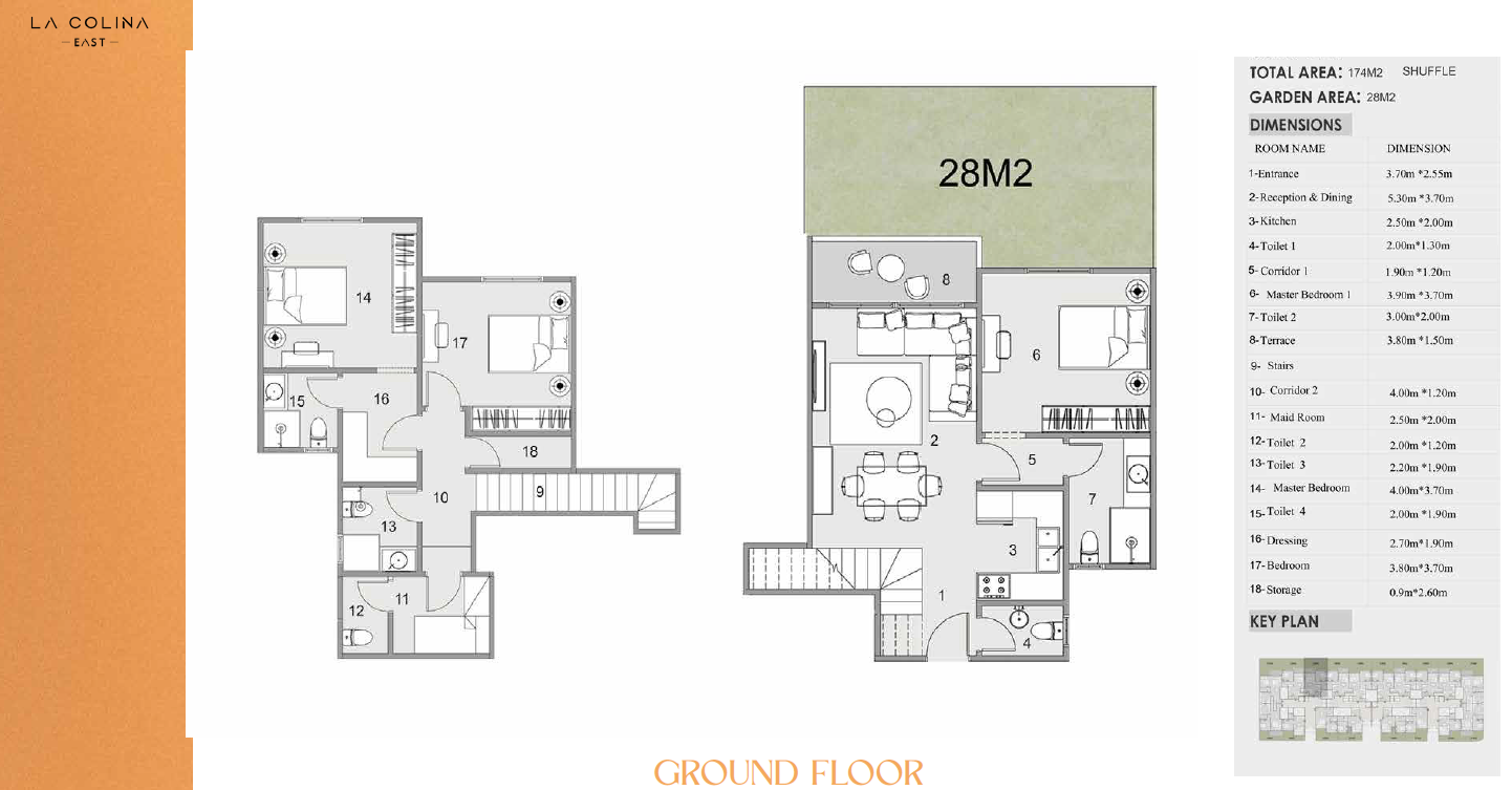 Floor plan for duplex at La Colina East