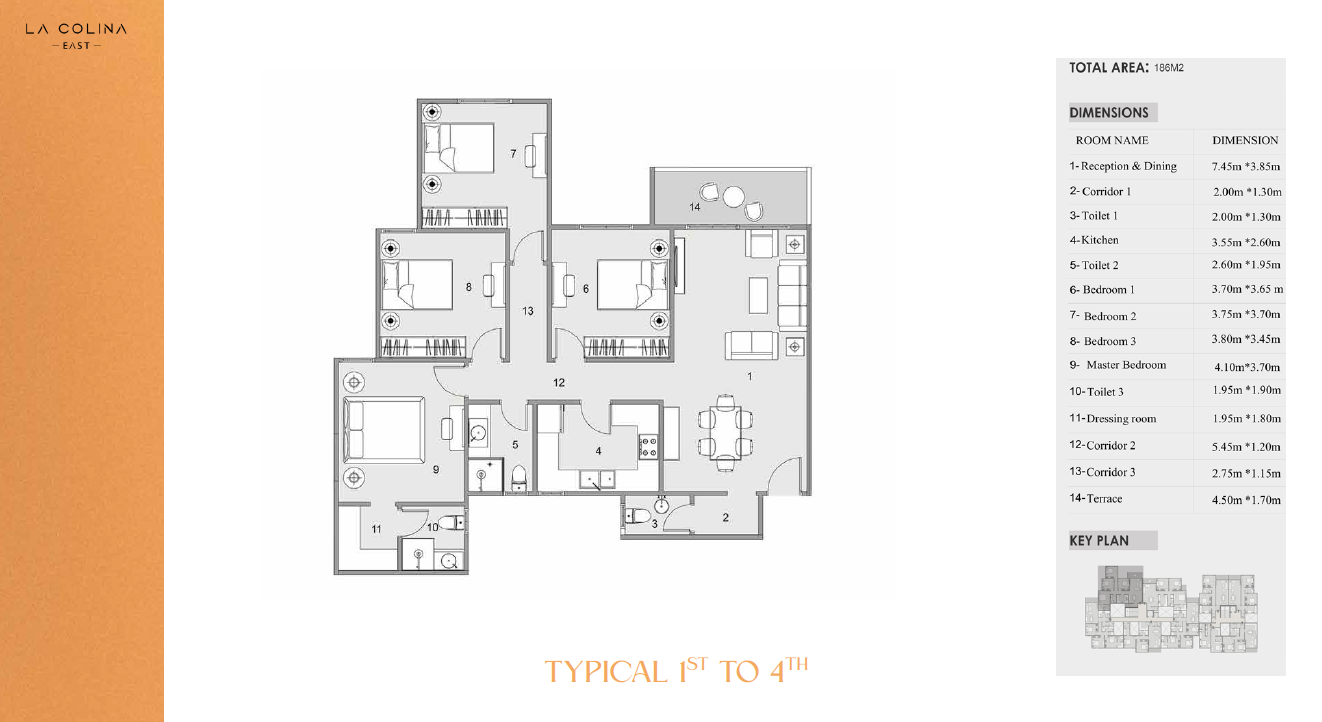 Floor plan for apartment at La Colina East