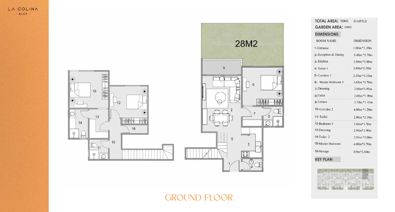 Floor plan for duplex at La Colina East