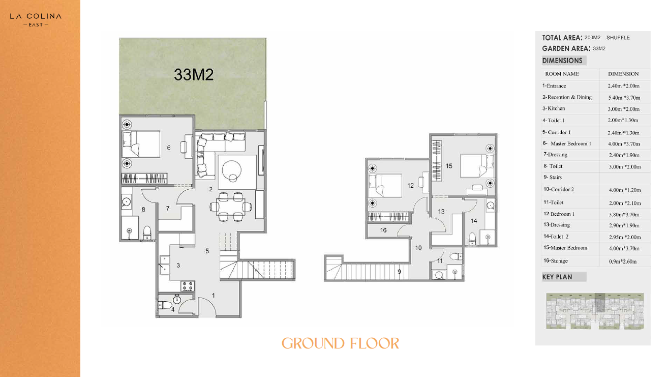 Floor plan for duplex at La Colina East