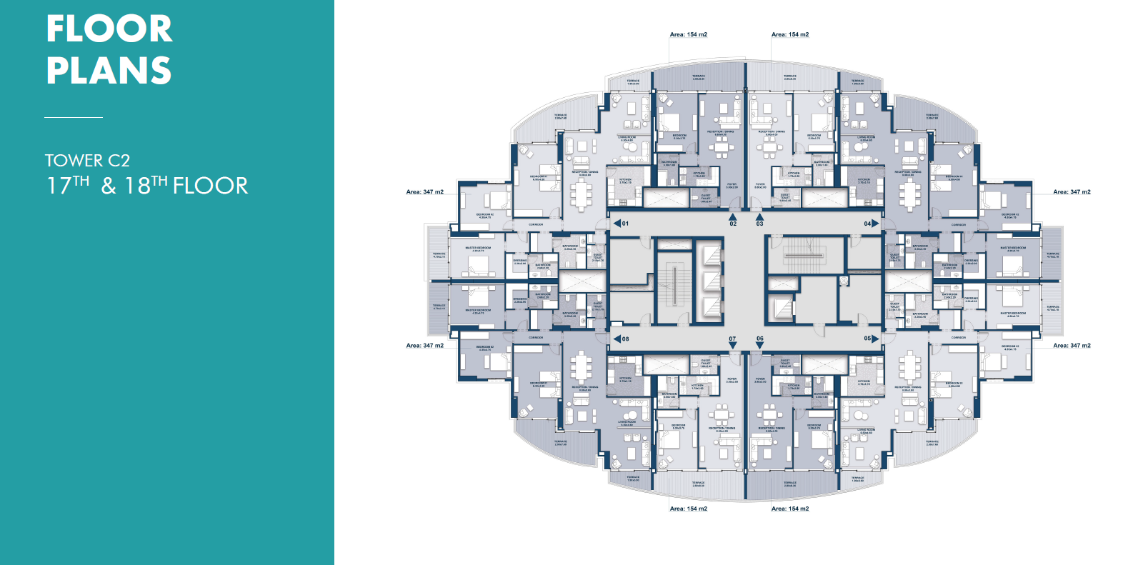 Floor plan for apartment at Beach Front Towers