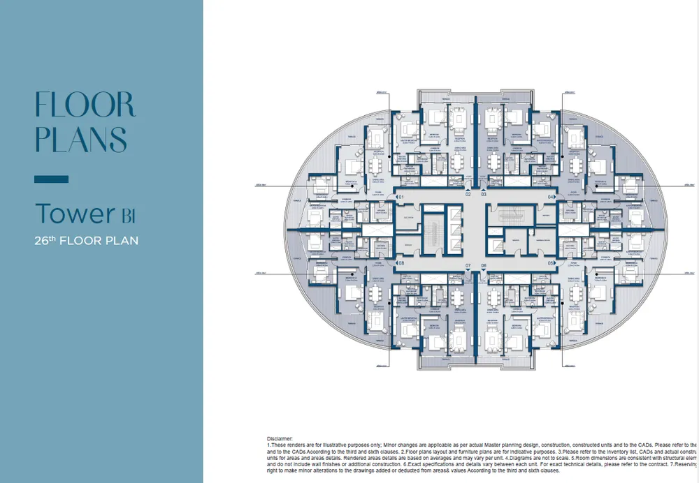 Floor plan for penthouse at Beach Front Towers