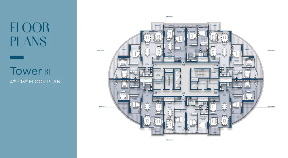 Floor plan for penthouse at Beach Front Towers