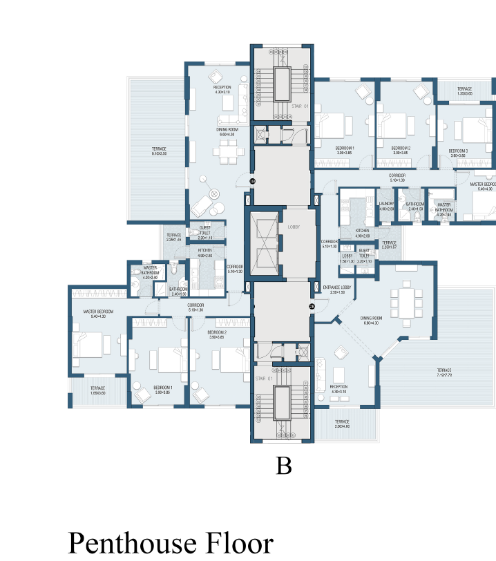 Floor plan for apartment at Downtown Extension