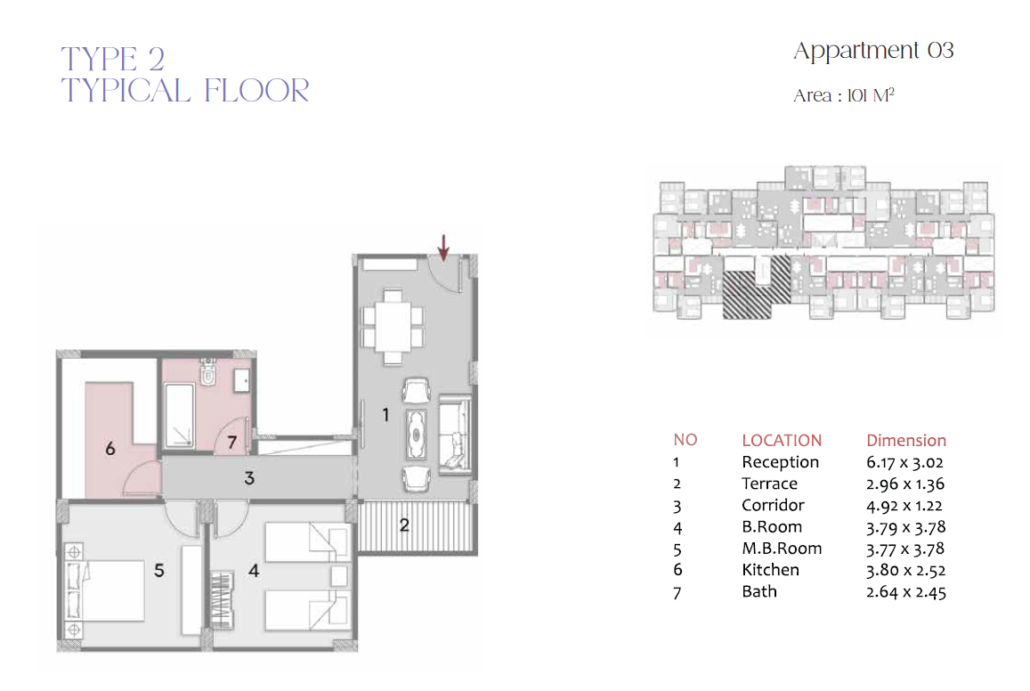 Floor plan for apartment at Elen new cairo