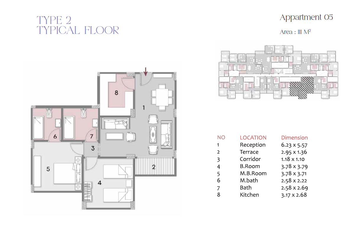 Floor plan for apartment at Elen new cairo