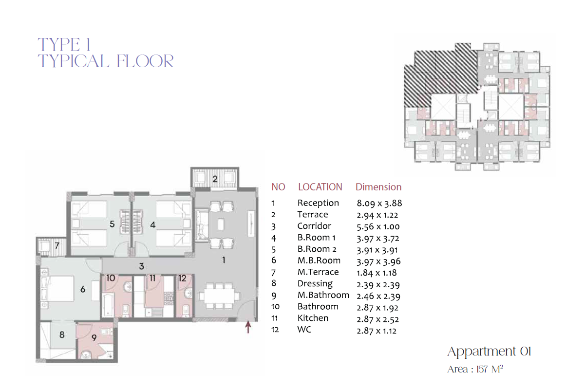Floor plan for apartment at Elen new cairo
