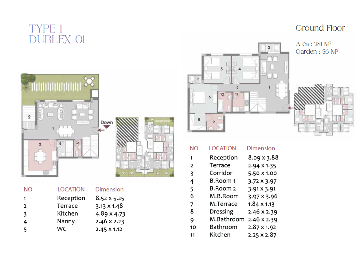 Floor plan for duplex at Elen new cairo