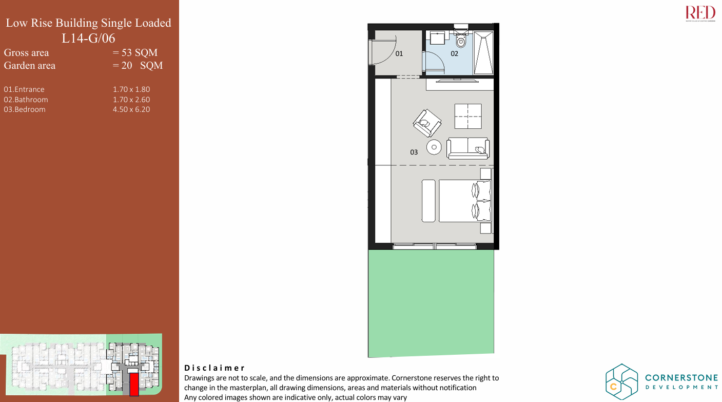 Floor plan for studio at Red