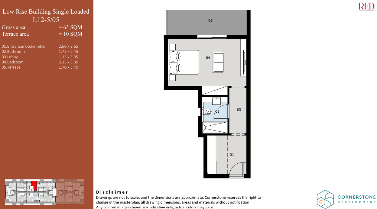Floor plan for studio at Red